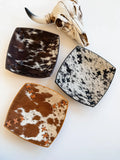 COWHIDE LEATHER TRAY - jewelry storage - Genuine Hair On
